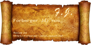 Forberger János névjegykártya